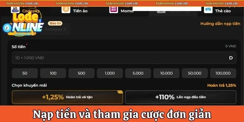 Nạp tiền và tham gia cược cho người mới đơn giản